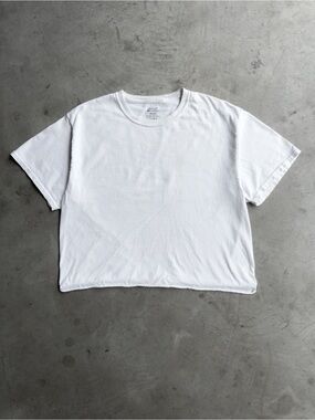 2000s Cropped Boxy Blank White Tee - S